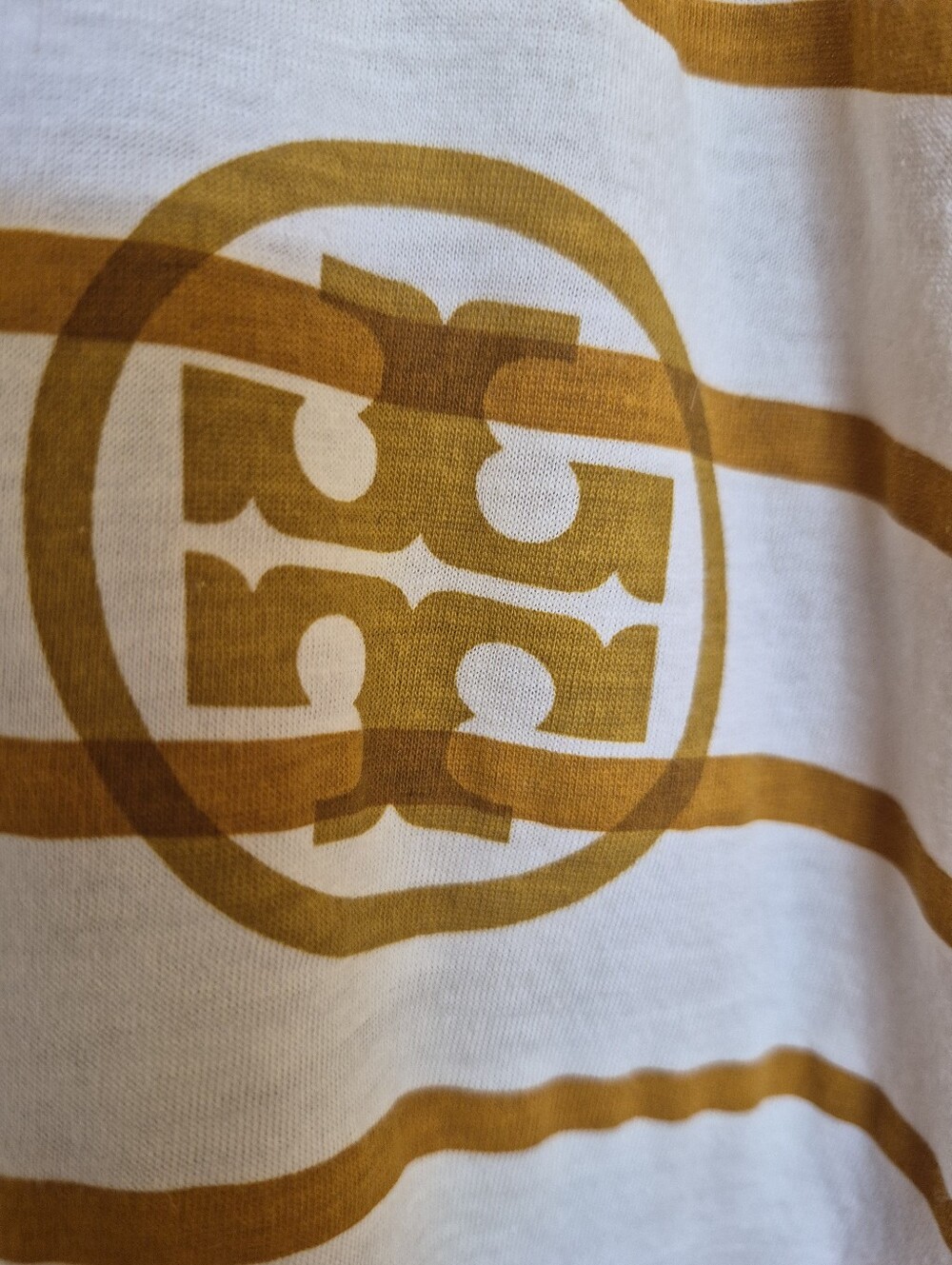 Tory Burch Golden Brown and White Striped Short-Sleeve Tee - Picture 5 of 12